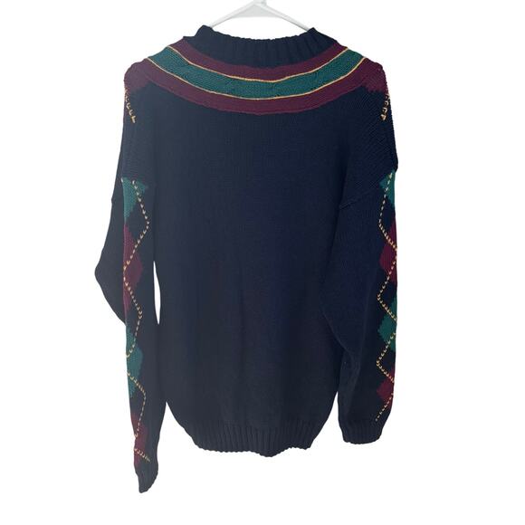 VTG New River for J. Riggings Sweater V-Neck Argyle Heritage Preppy Old Money M - Picture 8 of 8